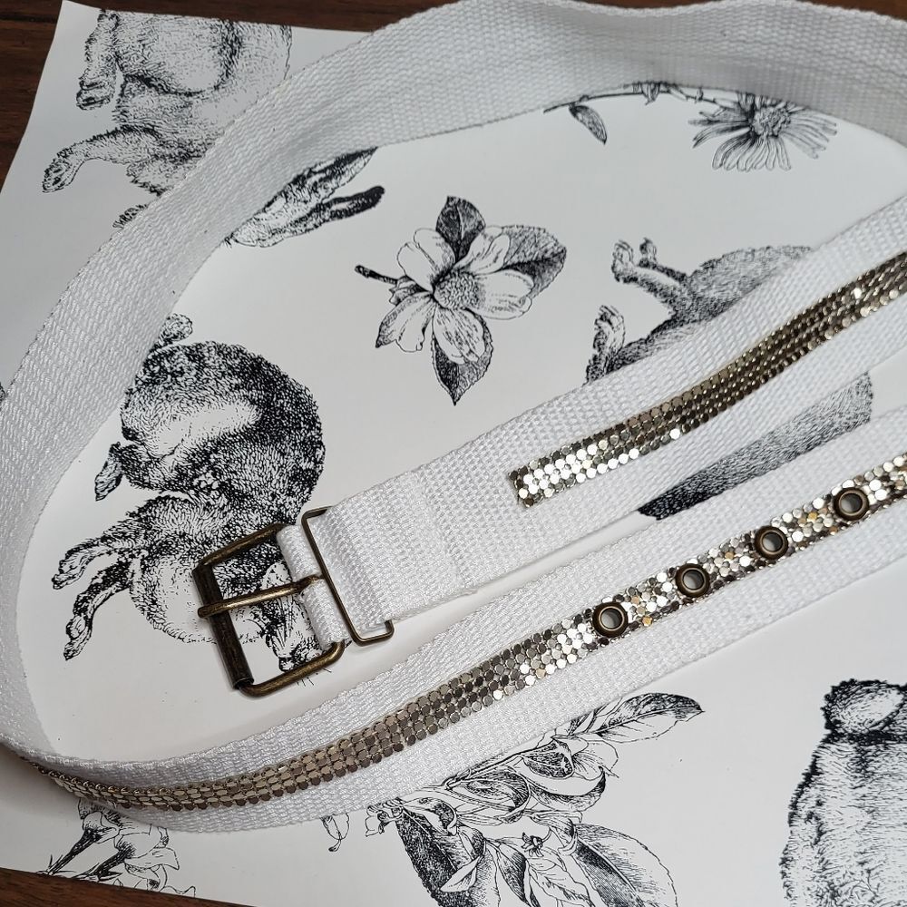 Metal mesh and canvas belt size 12